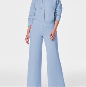 Cotton Blend Size S Pale Blue Ribbed Track Suit Hooded Zip Jacket